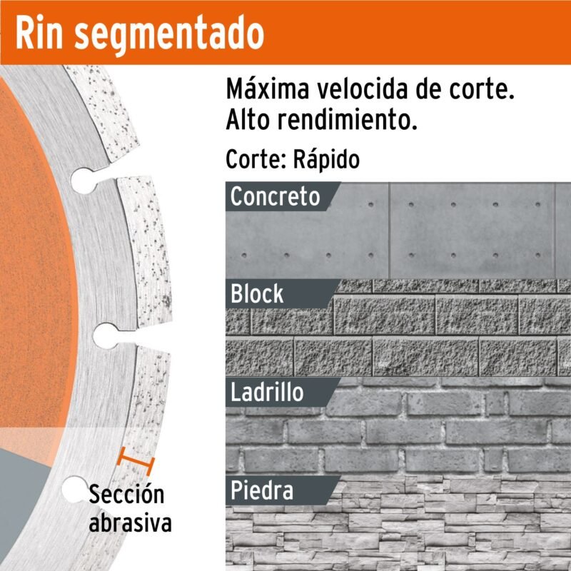 Código: 11582 Disco de diamante de 4-1/2' x 2.1 mm, rin segmentado, TRUPER DID-345
