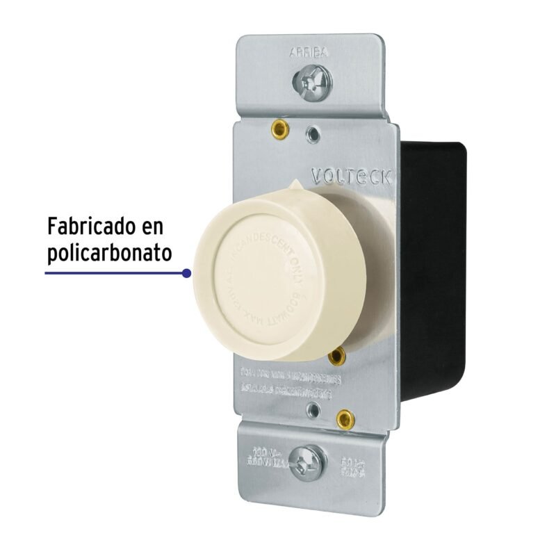 Código: 46302 Atenuador de luz giratorio, Standard, marfil, Volteck DIM-S