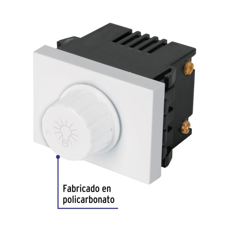 Código: 47054 Dimmer giratorio, 1.5 módulos, línea Española, color blanco DIM15-EB