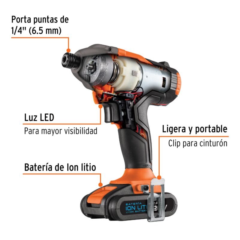 DIMI-20AFC1.jpg Código: 101606 Destornillador de impacto 1/4', 20V, 1 batería 2Ah, PRO DIMI-20A