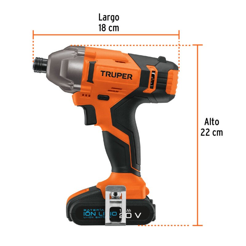 DIMI-20AFC2.jpg Código: 101606 Destornillador de impacto 1/4', 20V, 1 batería 2Ah, PRO DIMI-20A