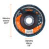 Código: 11674 Disco laminado 4-1/2', grano 60 centro 7/8', fibra, TRUPER DLT-1717
