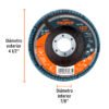 Código: 11675 Disco laminado 4-1/2', grano 120 centro 7/8', fibra, TRUPER DLT-1719