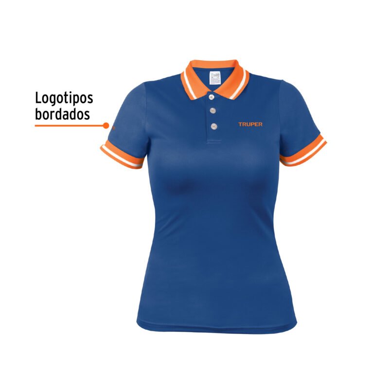 DRY-AD-CFC1.jpg Código: 69970 Playera polo performance para mujer, azul, CH, Truper DRY-AD-C