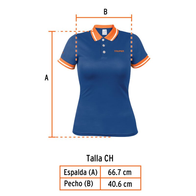 DRY-AD-CFC2.jpg Código: 69970 Playera polo performance para mujer, azul, CH, Truper DRY-AD-C