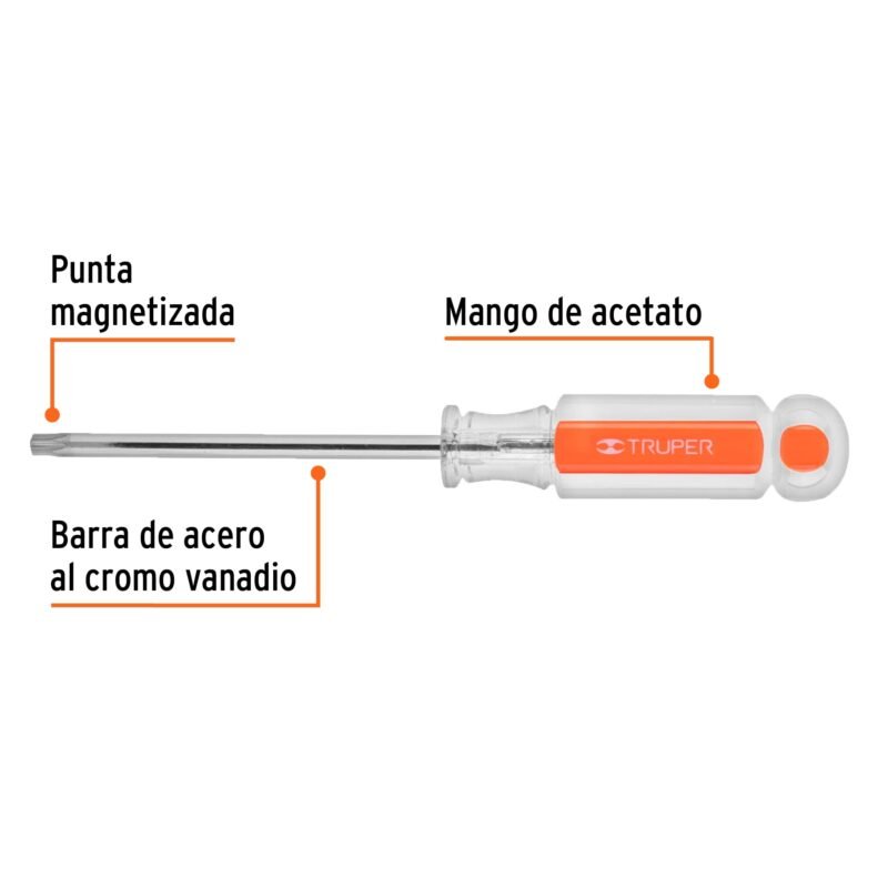 Código: 15106 Desarmador punta Torx T 30 mango de acetato, Truper DT-30