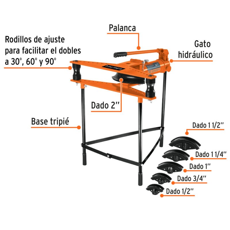 FT Etapa 2 - Dobladores de tubo_ Código: 12882 Doblador hidráulico p/tubo, horizontal con tripié, 12 ton DTH-12X
