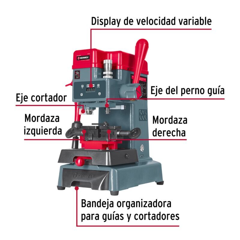 DUP-410FC1.jpg Código: 42667 Duplicadora de 8 tipos de llaves, tipo taladro, HERMEX DUP-410