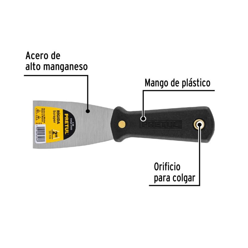 E-2RFC1.jpg Código: 21522 Espátula rígida 2' con mango de plástico, Pretul E-2R