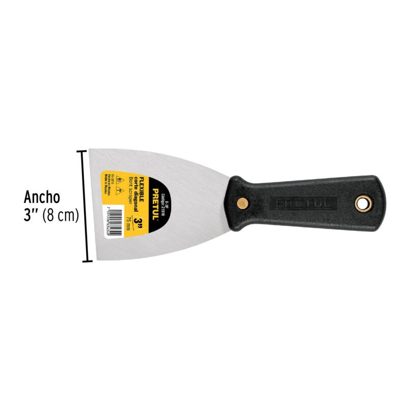 Código: 21516 Espátula flexible 3' con mango de plástico, Pretul E-3F