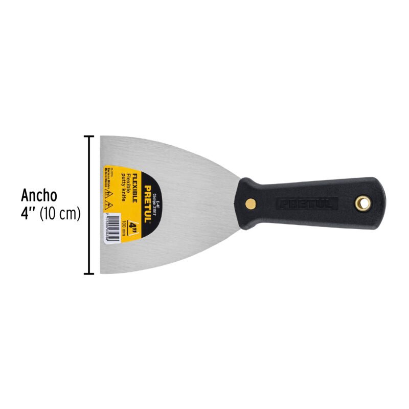 Código: 21517 Espátula flexible 4' con mango de plástico, Pretul E-4F