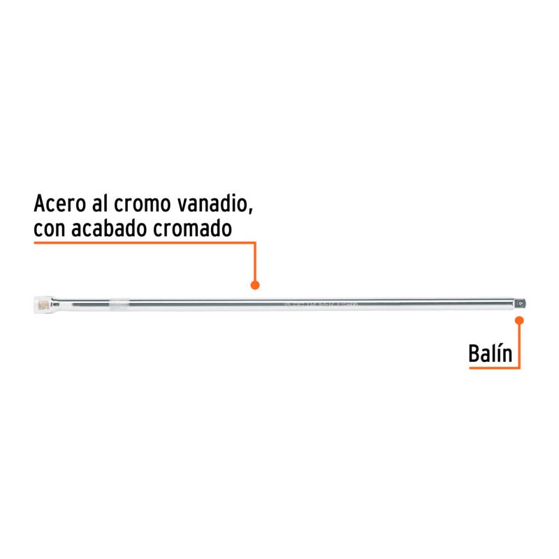 E-5465FC1.jpg Código: 13919 Extensión cuadro 1/2' para matraca, largo 20', Truper E-5465