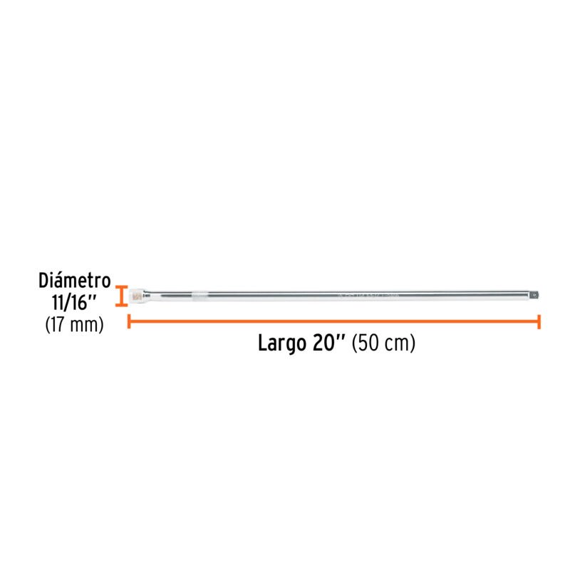 E-5465FC2.jpg Código: 13919 Extensión cuadro 1/2' para matraca, largo 20', Truper E-5465