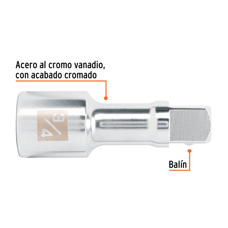 E-5660FC1.jpg Código: 13902 Extensión cuadro 3/4' para matraca, largo 4', Truper E-5660