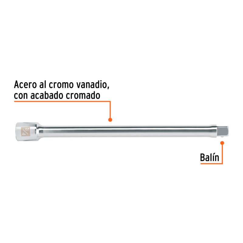 E-5663FC1.jpg Código: 13906 Extensión cuadro 3/4' para matraca, largo 16', Truper E-5663