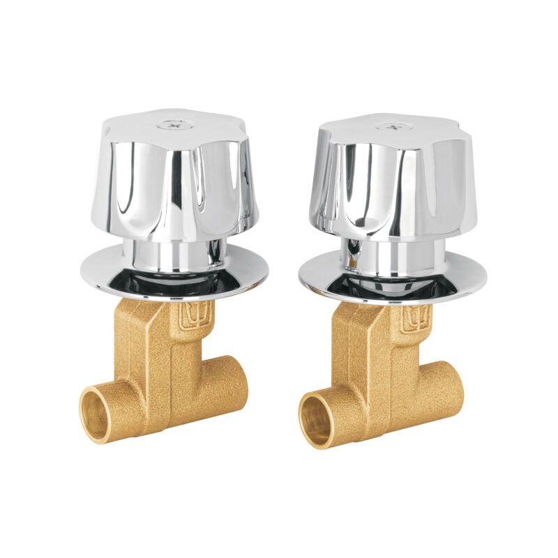 Código: 49249 Juego llaves empotrar soldables, maneral metálico, Foset E-652