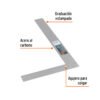 Código: 14386 Escuadra 8'x12' de acero para cantero, Truper E-8X12