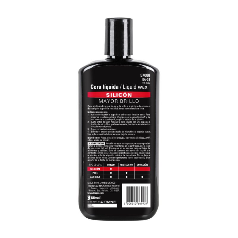 EA-31FC2.jpg Código: 57088 Cera líquida de silicón para auto, 473 ml, KLINTEK EA-31