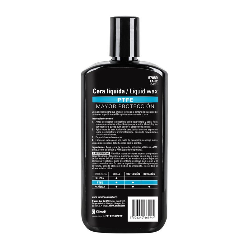 EA-32FC2.jpg Código: 57089 Cera líquida PTFE para auto, 473 ml, KLINTEK EA-32