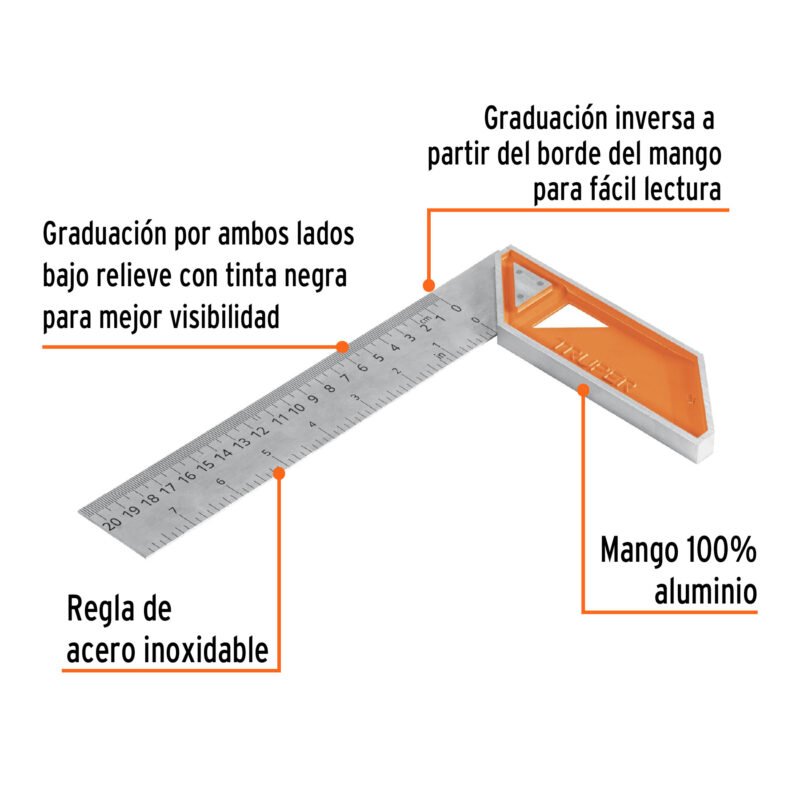 EC-8FC1.jpg Código: 14372 Escuadra 8' para carpintero con mango 100% de aluminio EC-8