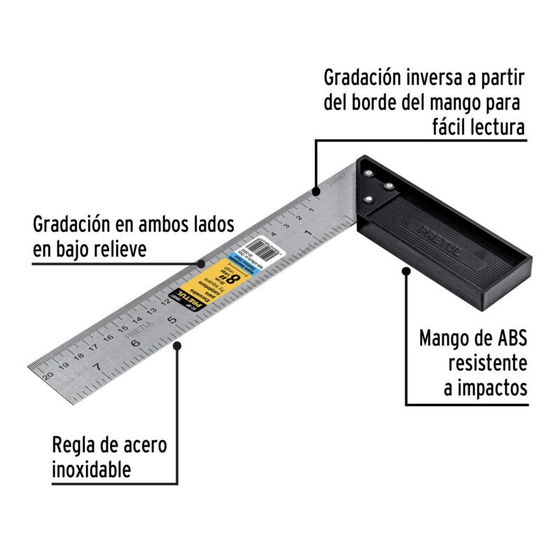 EC-8PFC1.jpg Código: 26087 Escuadra 8' para carpintero, Pretul EC-8P