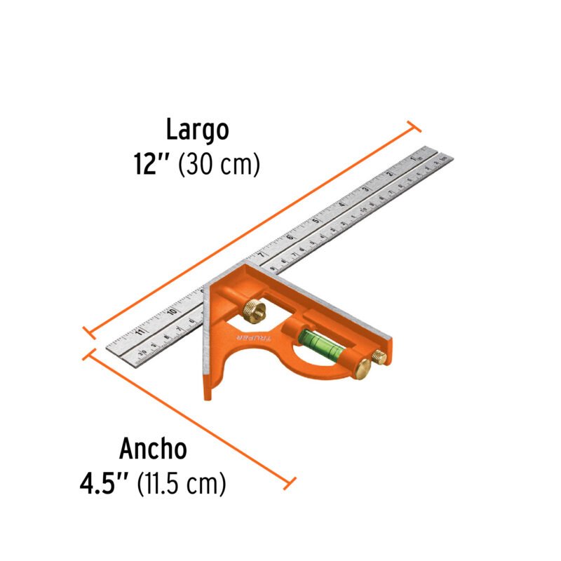 ECT-12FC2.jpg Código: 14380 Escuadra 12' de combinación con punzón para marcar, Truper ECT-12