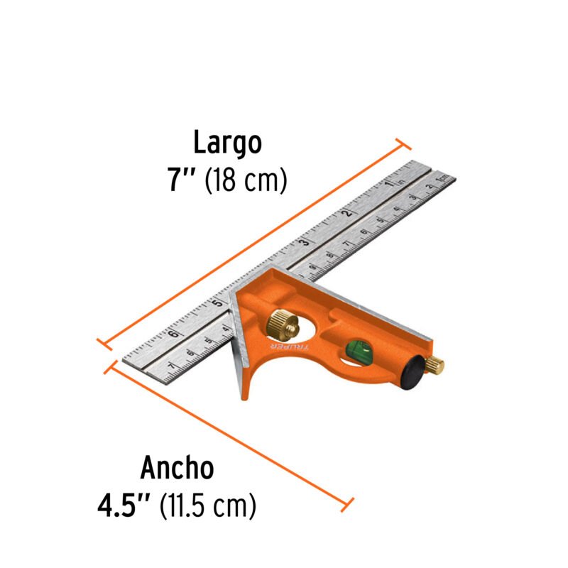 Código: 14369 Escuadra 7' de combinación con punzón para marcar, Truper ECT-6