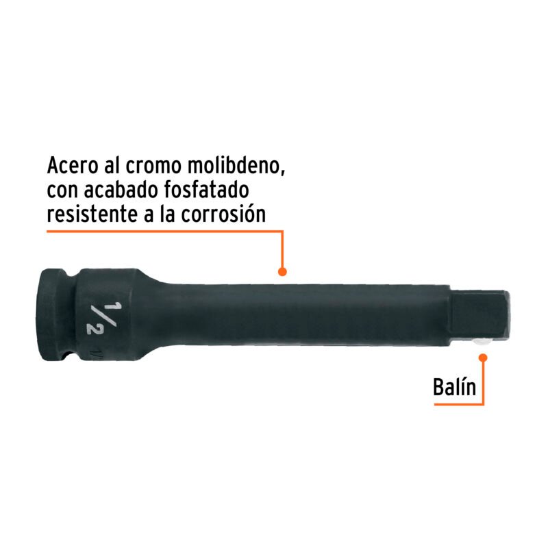 EI-5461FC1.jpg Código: 100909 Extensión de impacto con cuadro de 1/2', largo 5', Truper EI-5461