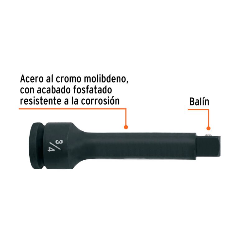 EI-5667FC1.jpg Código: 100951 Extensión de impacto con cuadro de 3/4', largo 7', Truper EI-5667