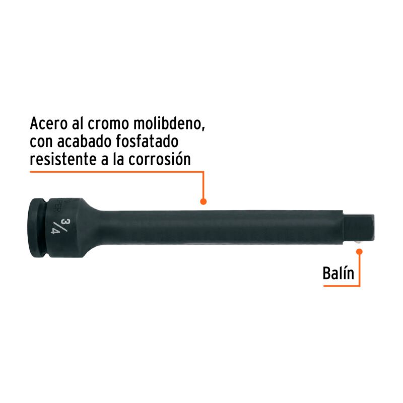 EI-5670FC1.jpg Código: 100952 Extensión de impacto con cuadro de 3/4', largo 10', Truper EI-5670