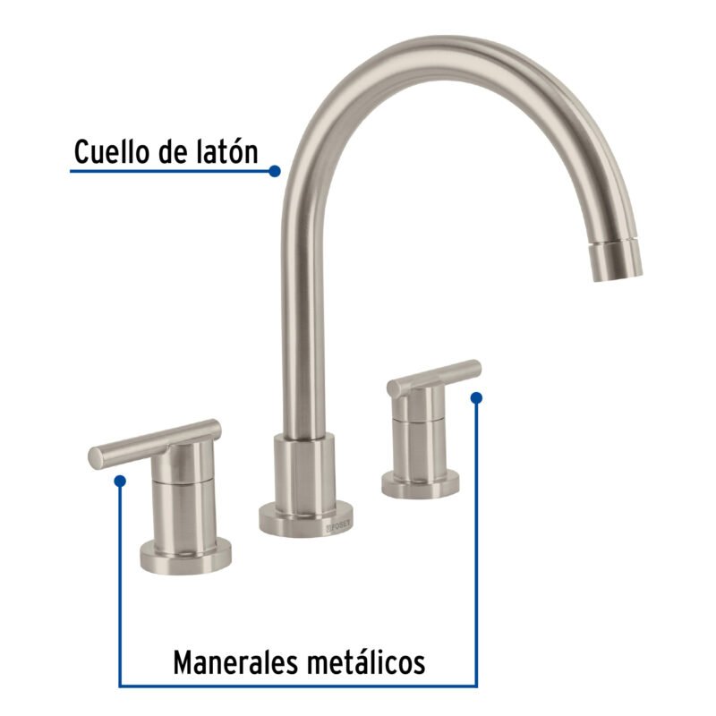 ELF-81NFC1.jpg Código: 49922 Mezcladora satín cuello alto para fregadero, Foset Element ELF-81N