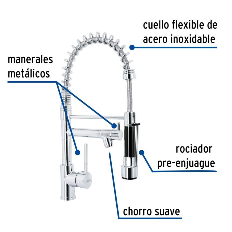 ELF-84FC1.jpg Código: 49106 Monomando con doble salida para fregadero, Cromo, Element ELF-84