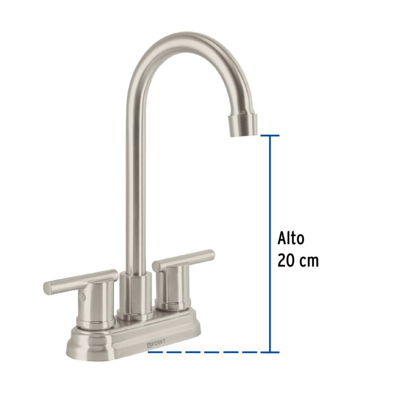 ELM-43NFC2.jpg Código: 49942 Mezcladora satín 4' para lavabo cuello tipo bar, Element ELM-43N