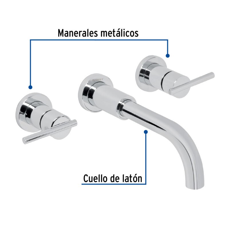 ELM-92FC1.jpg Código: 49927 Mezcladora cromo de pared para lavabo, Foset Element ELM-92