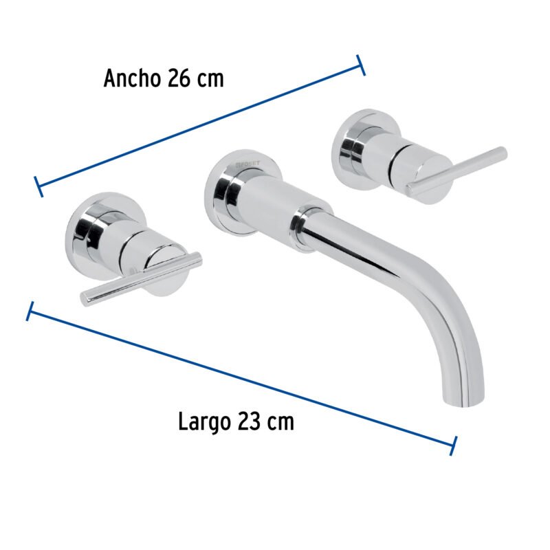 ELM-92FC2.jpg Código: 49927 Mezcladora cromo de pared para lavabo, Foset Element ELM-92