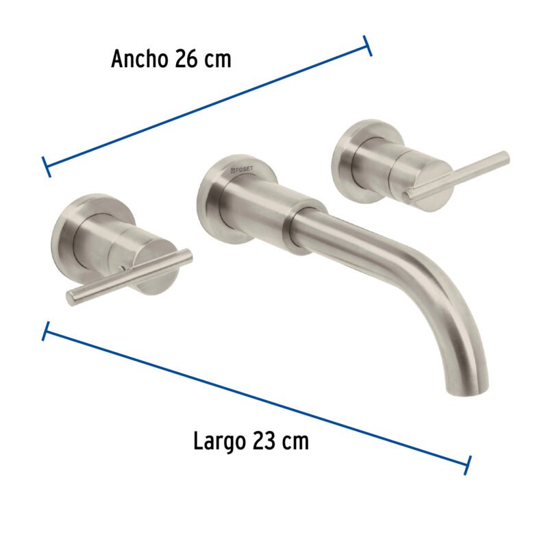 Código: 49939 Mezcladora satín de pared para lavabo, Foset Element ELM-92N
