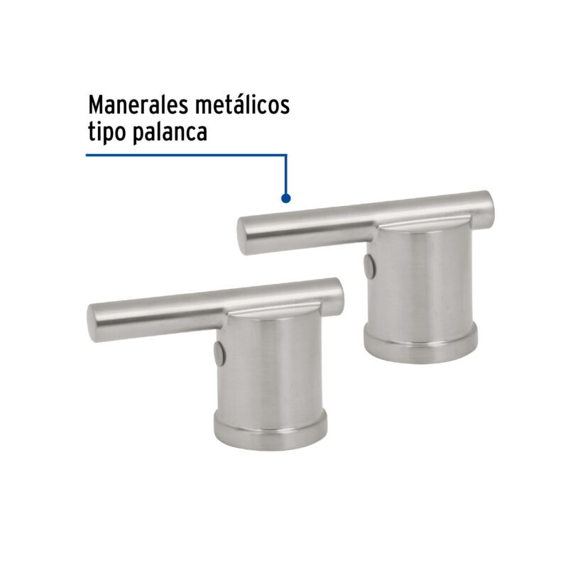 ELMM-02NFC1.jpg Código: 45256 Jgo manerales de palanca p/mezcladora tipo bar,satín,Element ELMM-02N