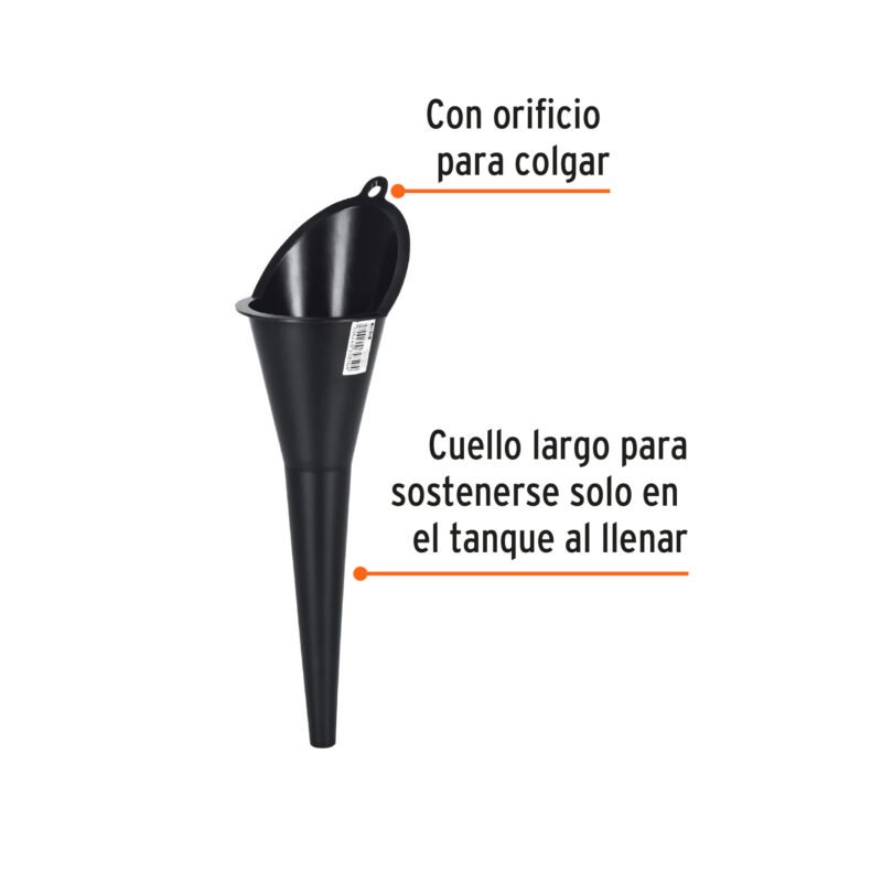 EMB-25FC1.jpg Código: 11205 Embudo plástico 250 ml, cuello rígido, Truper EMB-25