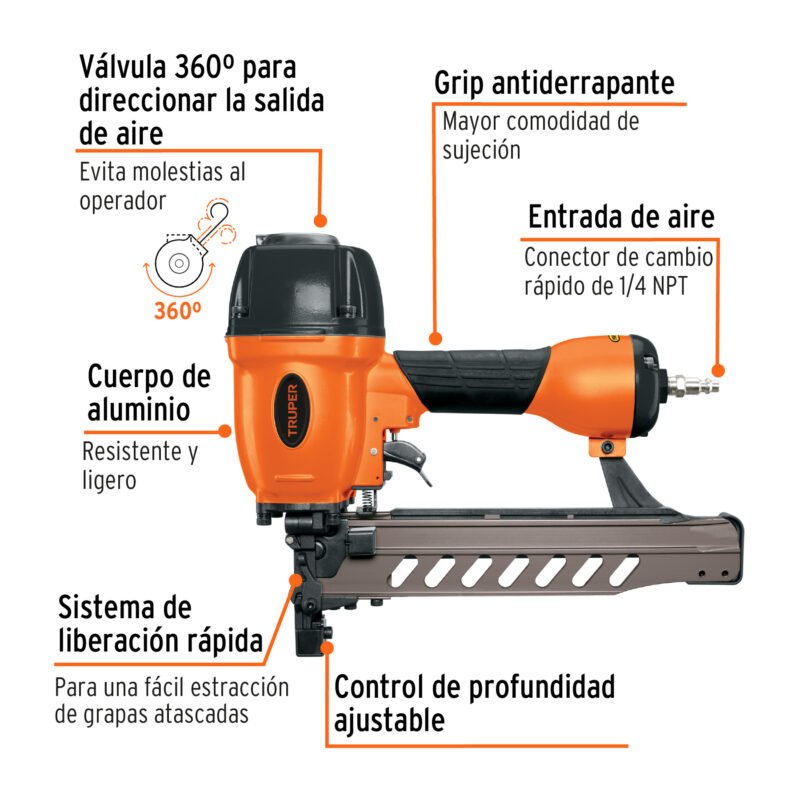 ENNE-160FC1.jpg Código: 13178 Engrapadora neumática, calibre 16, Truper ENNE-160