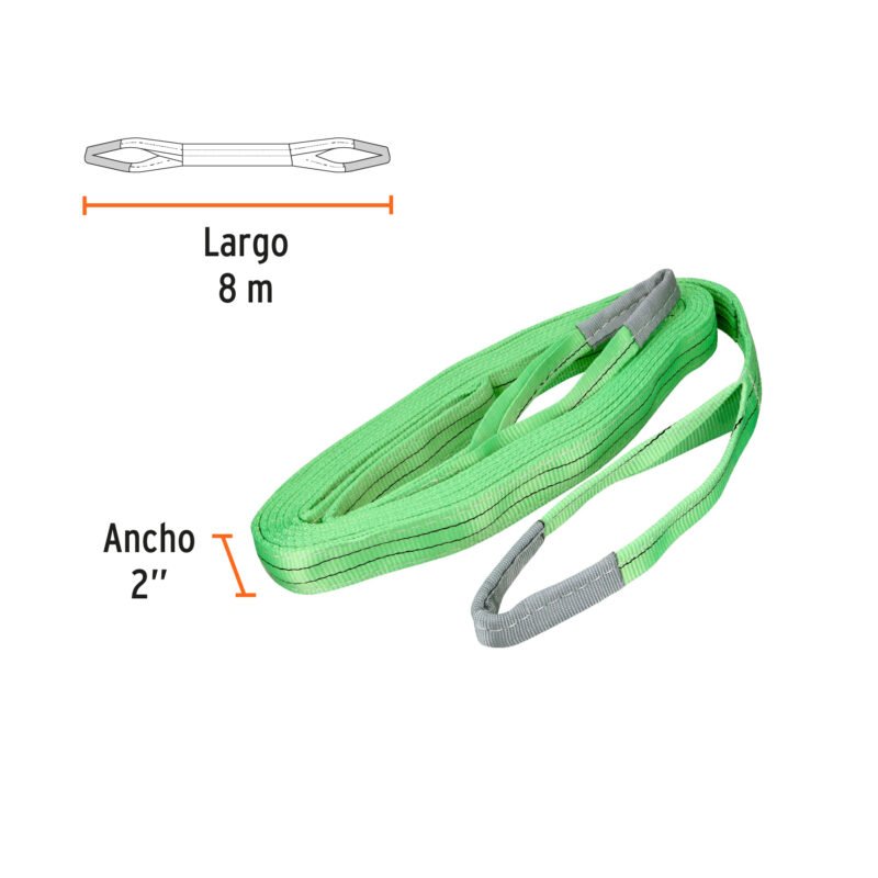 Código: 17870 Eslinga de poliéster, ojo a ojo, 2' x 8 m, Truper ESLI-208