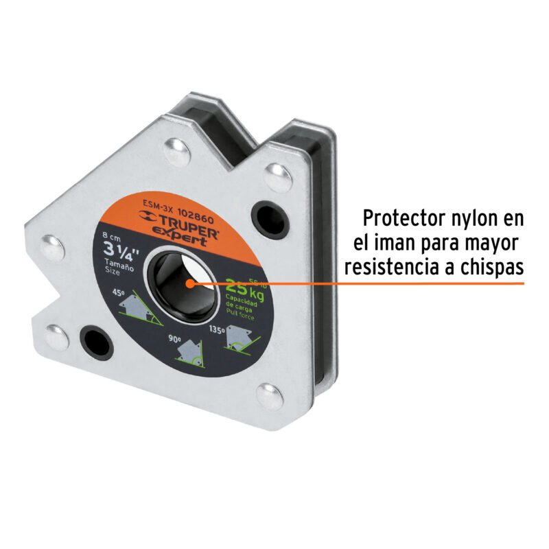 ESM-3XFC1.jpg Código: 102860 Escuadra magnética 3-1/4' para soldar, capacidad 25 kg ESM-3X