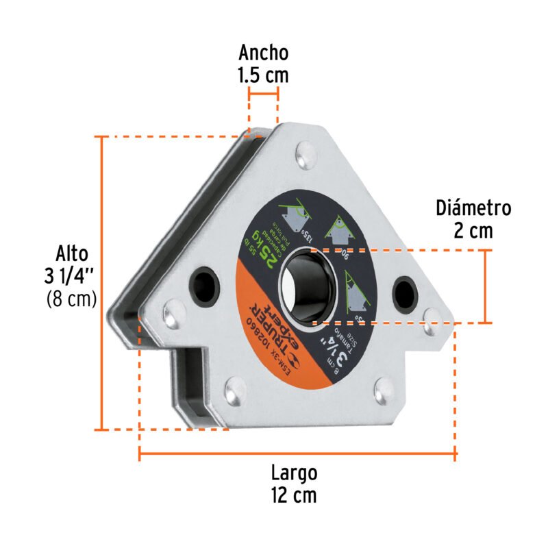 ESM-3XFC2.jpg Código: 102860 Escuadra magnética 3-1/4' para soldar, capacidad 25 kg ESM-3X