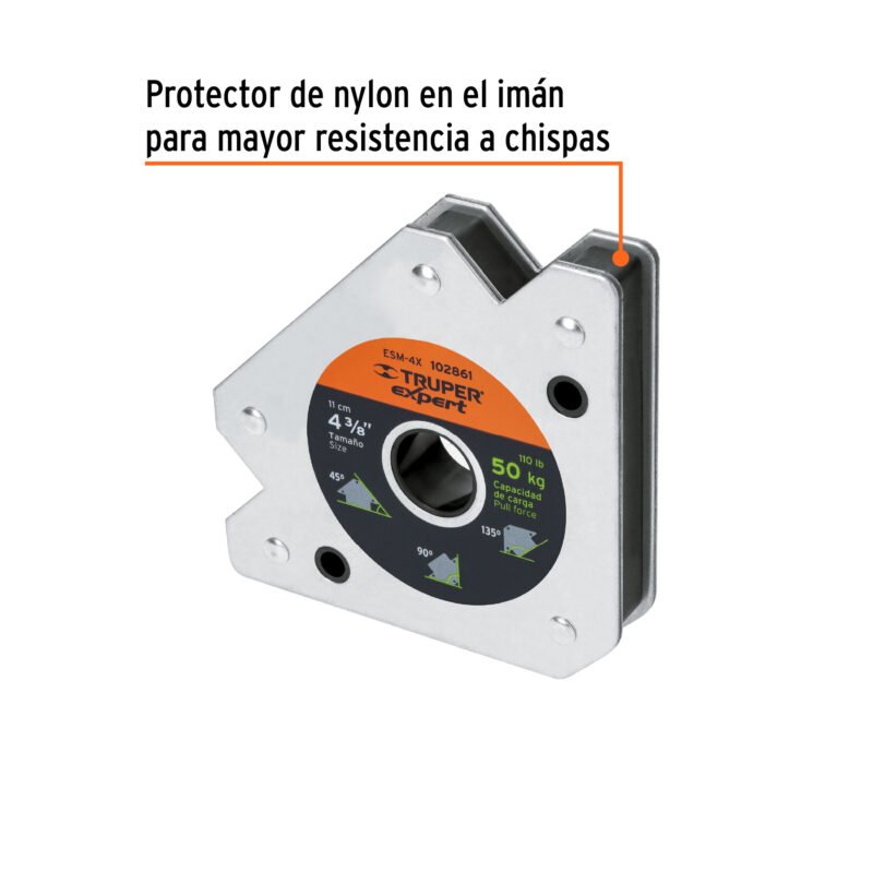 ESM-4XFC1.jpg Código: 102861 Escuadra magnética 4-3/8' para soldar, capacidad 50 kg ESM-4X