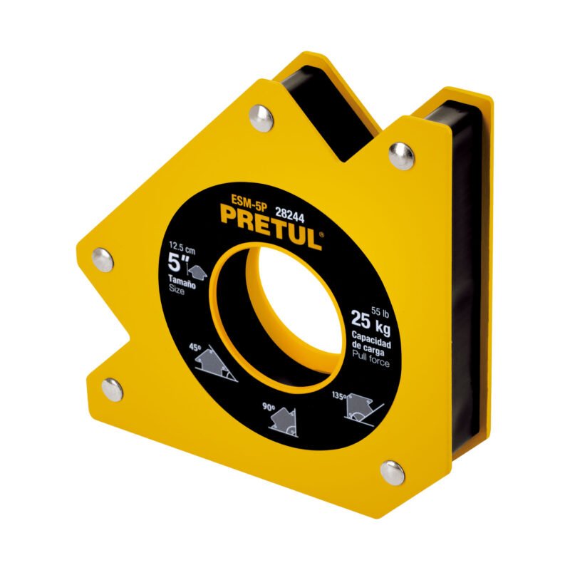 ESM-5P.jpg Código: 28244 Escuadra magnética 5' para soldar, capacidad 25 kg, PRETUL ESM-5P