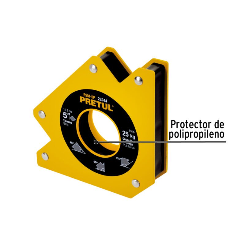ESM-5PFC1.jpg Código: 28244 Escuadra magnética 5' para soldar, capacidad 25 kg, PRETUL ESM-5P