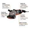 Código: 14012 Esmeriladora angular 7', 2200W, TRUPER PRO ESMA-7A3