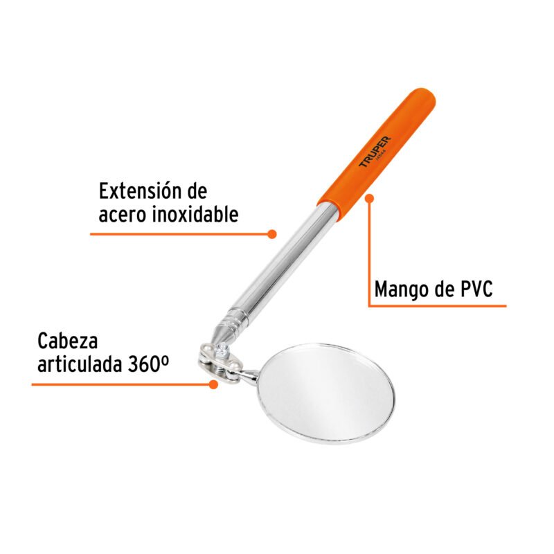 ESP-TELFC1.jpg Código: 14544 Espejo circular telescópico de inspección, 5 cm, Truper ESP-TEL