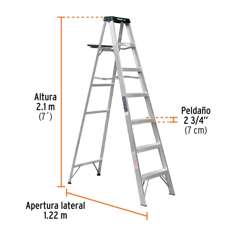 EST-36FC2.jpg Código: 10437 Escalera de tijera tipo III 6 escalones y bandeja, Truper EST-36