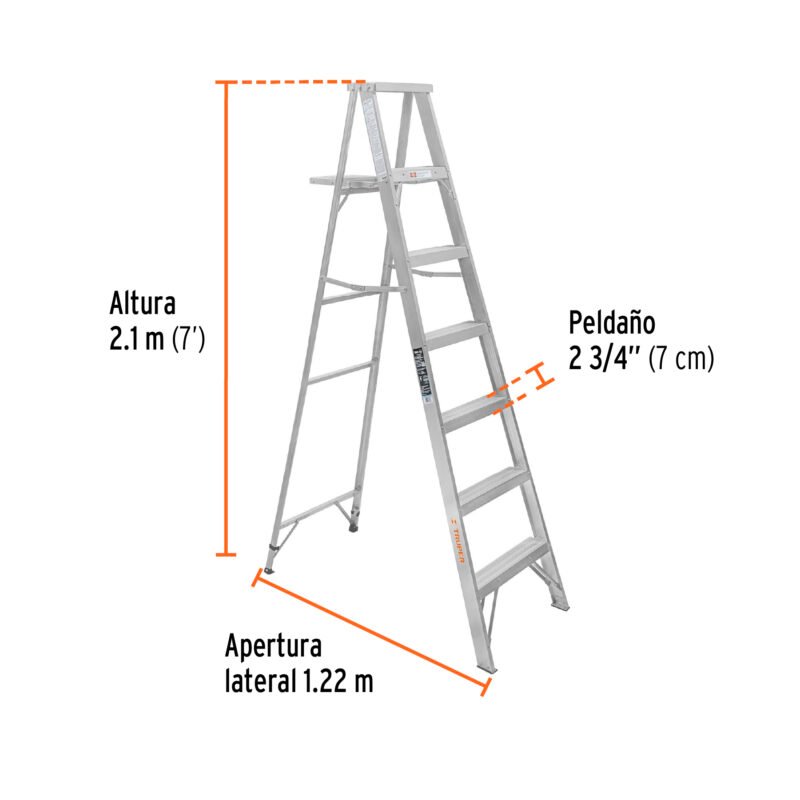ESTA-36FC2.jpg Código: 10442 Escalera de tijera 100% aluminio tipo lll 6 peldaños, Truper ESTA-36