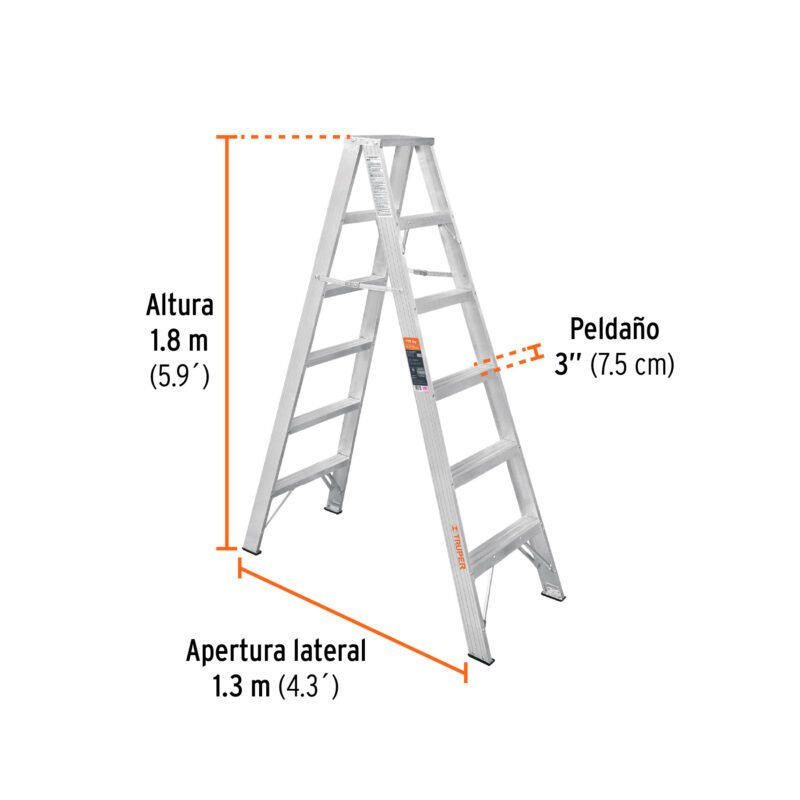 ESTD-25FC1.jpg Código: 10496 Escalera de tijera doble, tipo ll, 5 escalones, Truper ESTD-25